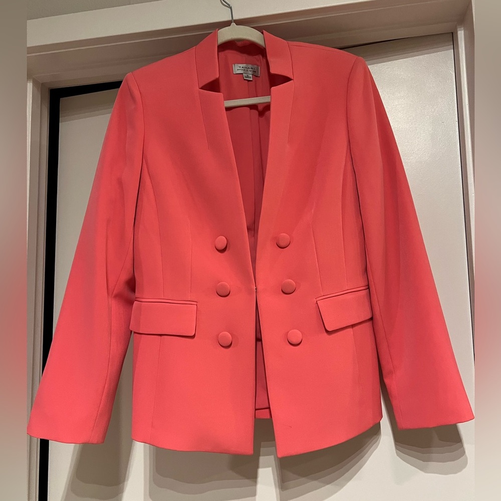 Tahari Women's Vibrant Coral Blazer